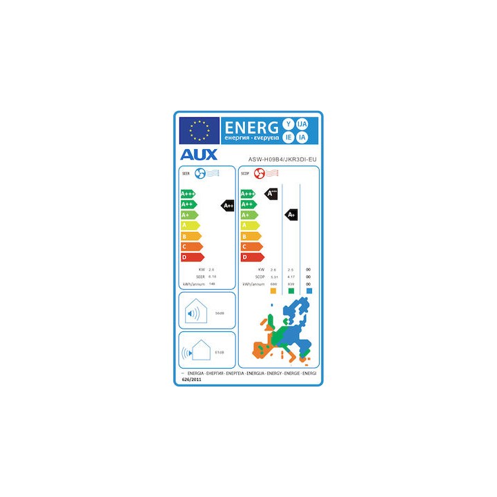 AUX Inverter Air Conditioner 9000 BTU A++/A+...