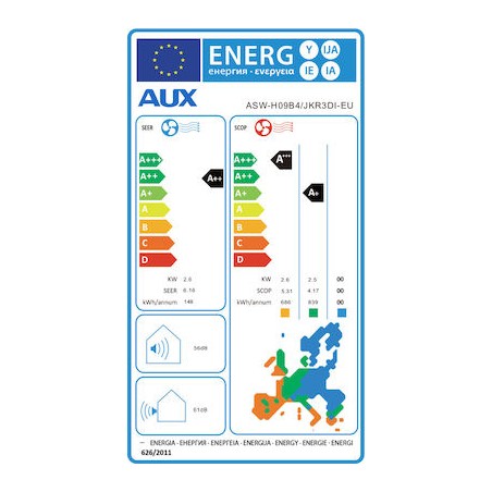 AUX Inverter Air Conditioner 9000 BTU A++/A+ with Ionizer & Wi-Fi