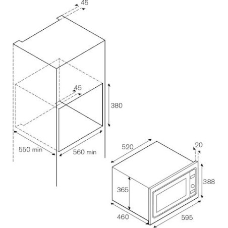 Bertazzoni F45 7 PRO MW S X Εντοιχιζόμενος Φούρνος Μικροκυμάτων με Grill 25lt Inox