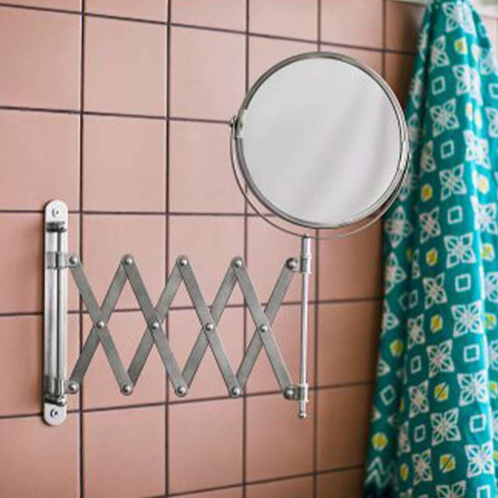 Round Bathroom Mirror made of Metal 47x47cm Silver