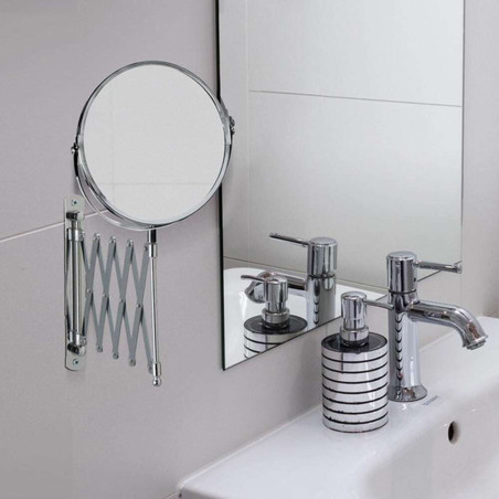 Round Bathroom Mirror made of Metal 47x47cm Silver