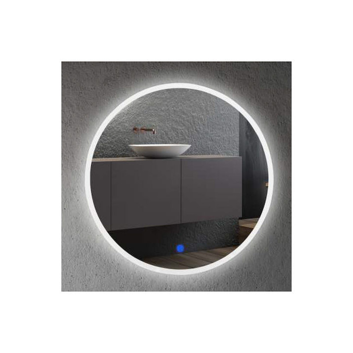 Round Bathroom Mirror Led Touch 50x50cm White
